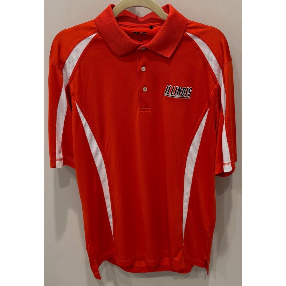 Illinois Fighting Illini - Ping Golf Polo Shirt - Men's Medium - Orange - RARE